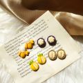 Cute Creative Fresh Fruits Banana Pineapple Durian Mangosteen Stud Earrings Cartoon Fashion Jewelry For Women Girl Birthday Gift
