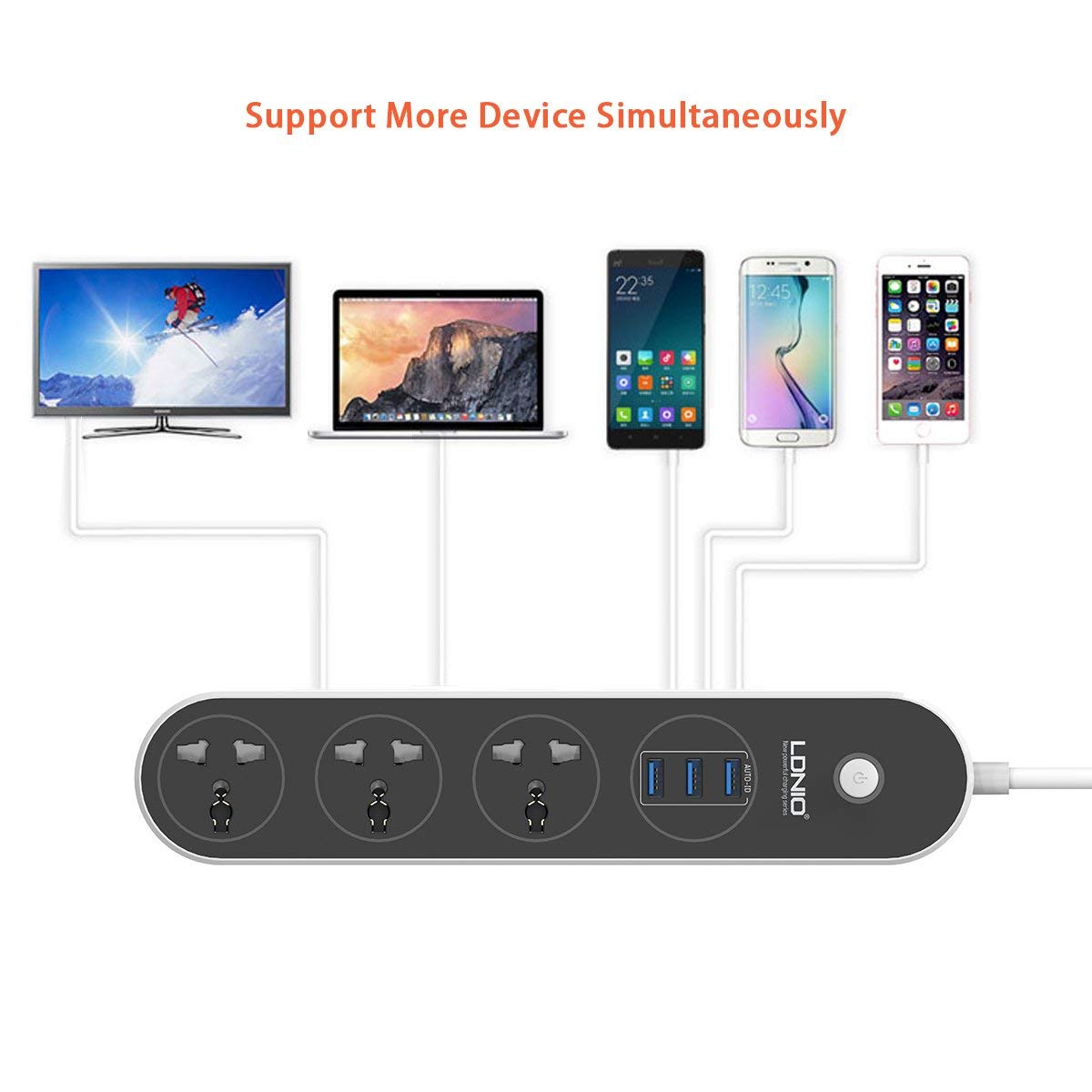 Power Strip Desktop Socket US/EU/UK Plug Surge Protector 3 Way Universal Outlets Smart USB Ports Charger 5.2ft Extension Cord