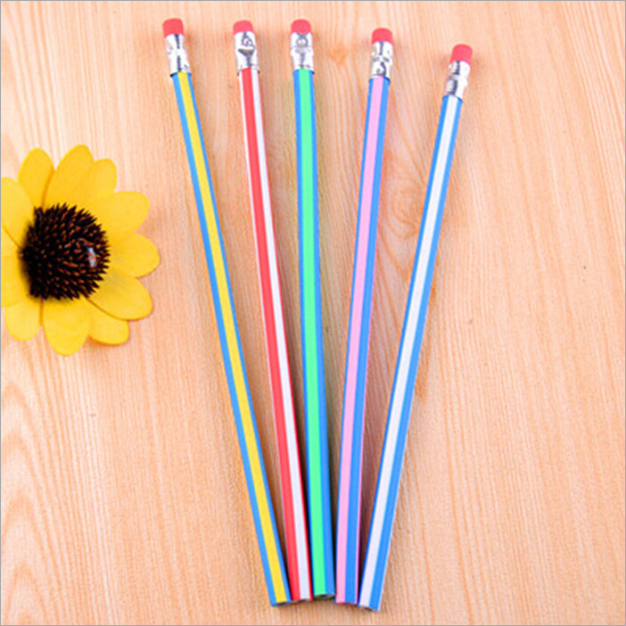 4 Pieces Korean stationery cute Candy Color Soft Flexible Standard Pencils School Fashion Office