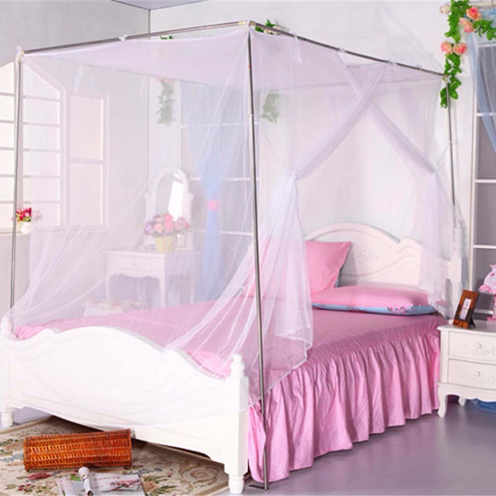 1pcs Moustiquaire Canopy White Four Corner Post Student Canopy Bed Mosquito Net Netting Queen King Twin Size 2018
