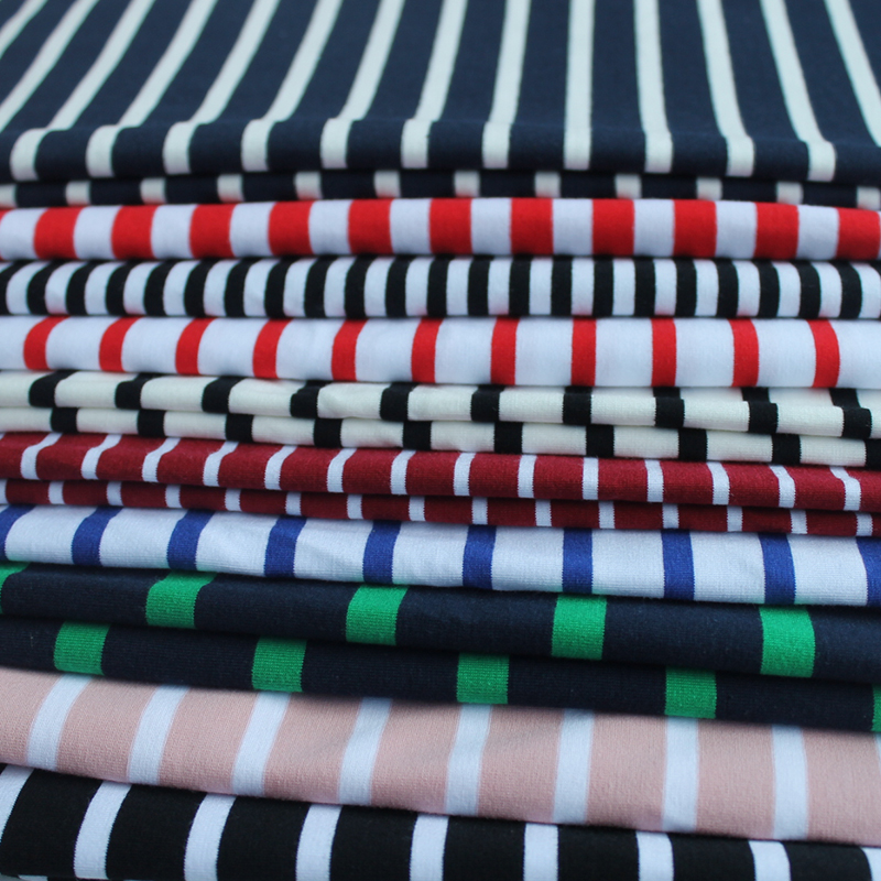 Striped Cotton Knitted Cloth Lycra Spandex Cloth Baby T-shirt Fabric DIY/1m