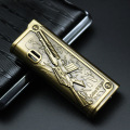 Leather Jet Lighter Gas Torch Turbo Lighter Gun Eagle Emboss Windproof Cigar Pipe Lighter 1300 C Butane No Gas