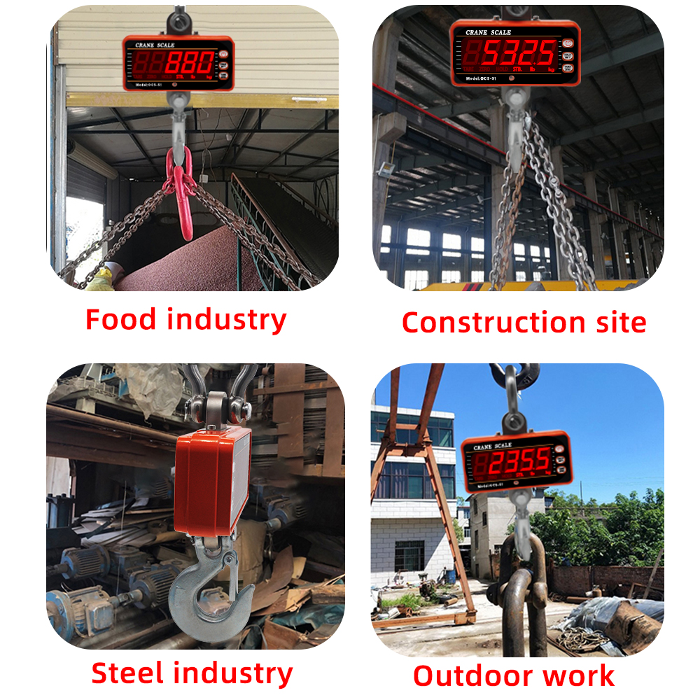 Crane Scale 1000KG 1Ton 2000lb OCS-S1 Digital balance LCD High Accurate Industrial Heavy Duty Hanging Hook Hanging Scales 40%off