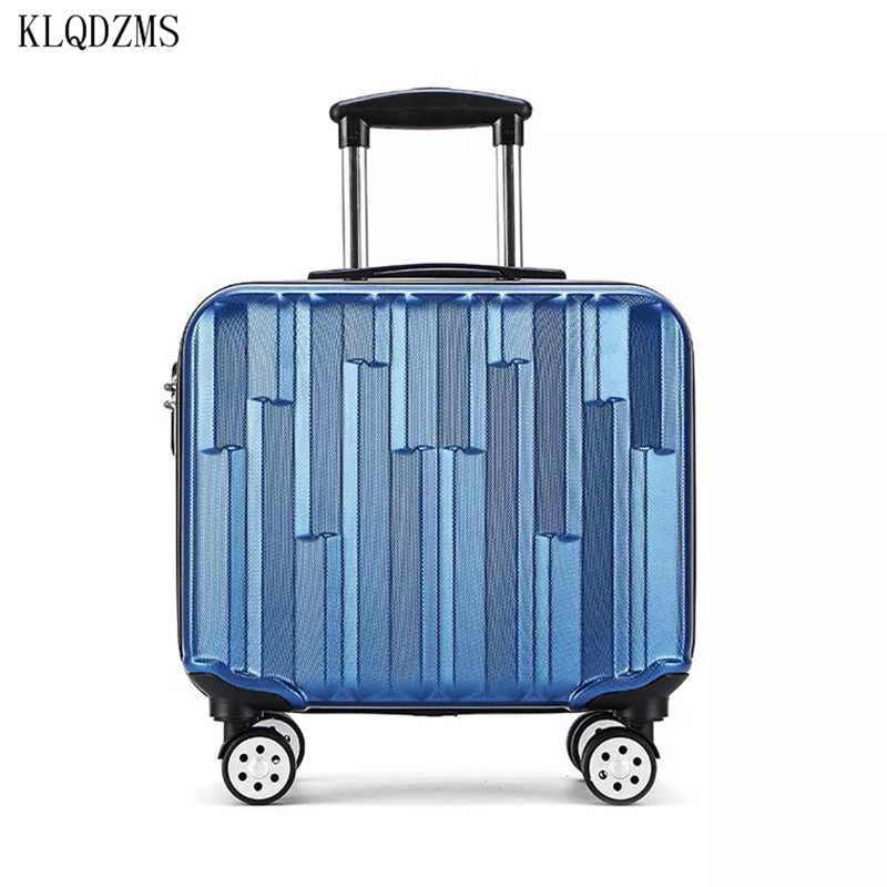 KLQDZMS PC Cabin Rolling Luggage ABS 18 Inch Travel Suitcase On Wheels Trolley Luggage Have Many Colors
