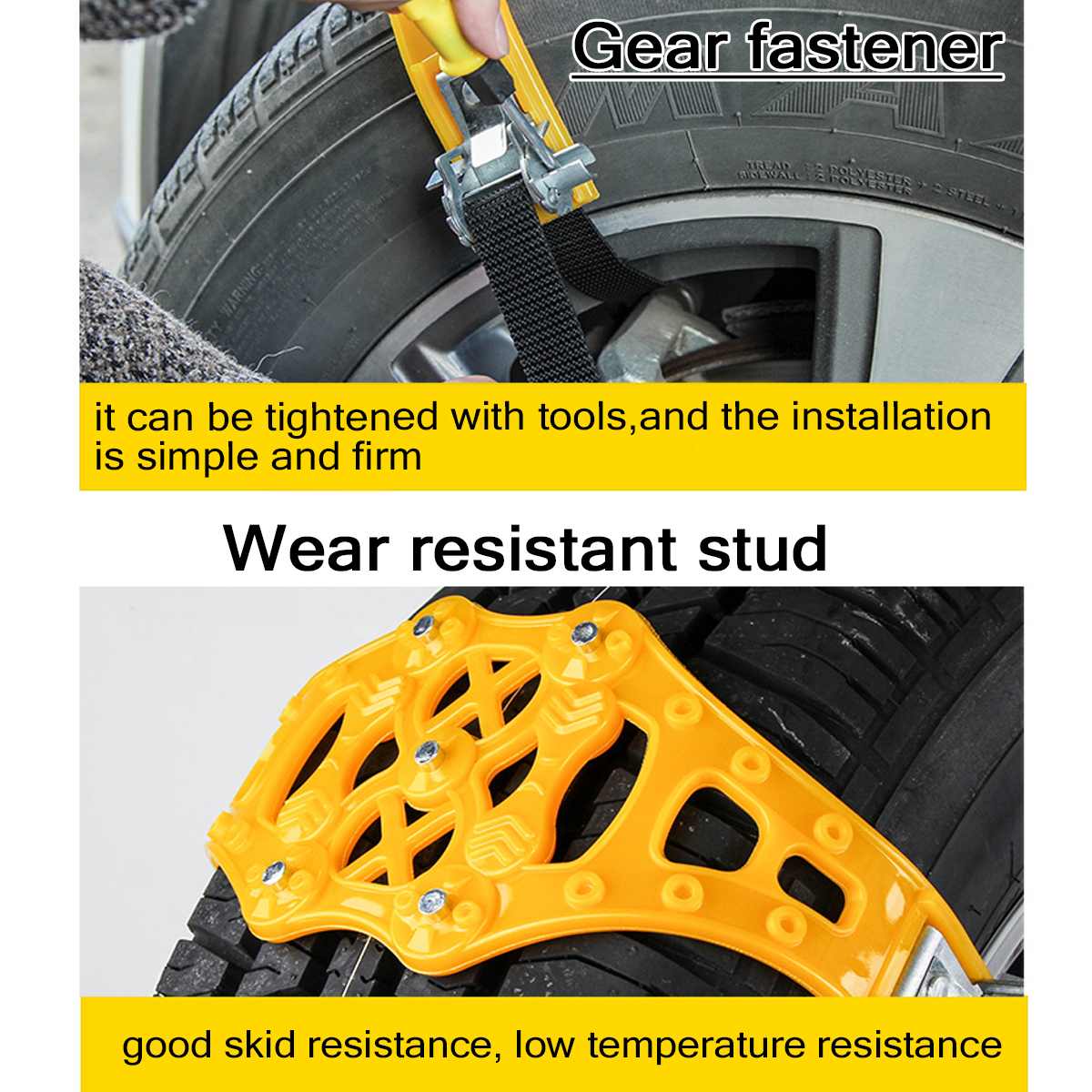 2X 6X 8X Car Tire Snow Chains Tyre Anti-skid Chain Safety Adjustable Beef Tendon TPU Wheel Chains Winter Use Truck Van ATV