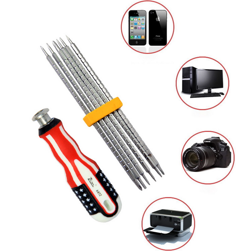 Urijk 1 Setscrewdriver 6-in-1 Replaceable Telescopic Screwdriver Set Tool Hardware Tool Replaceable Telescopic Screwdriver