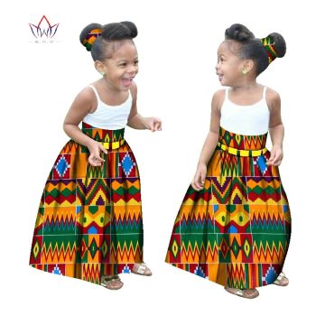 Summer Children African Clothes Customized Girl Fashion Long Skirt African Dashiki Print Clothing Girl Skirt Causal Party WYT34