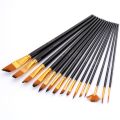 Professional Oil Paint Brush Set With Canvas Bag Watercolor Acrylic Painting Brush Art Supplies Craft Long Wooden Handle 15Pcs