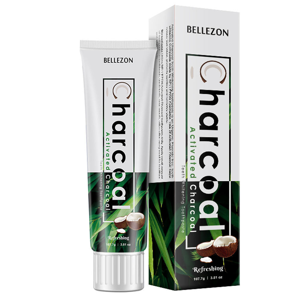 Bellezon Coconut Shell Bamboo Carbon Toothpaste Fresh Care Bright White Teeth Adult Black Toothpaste Teeth Whitening Cleaning Hy