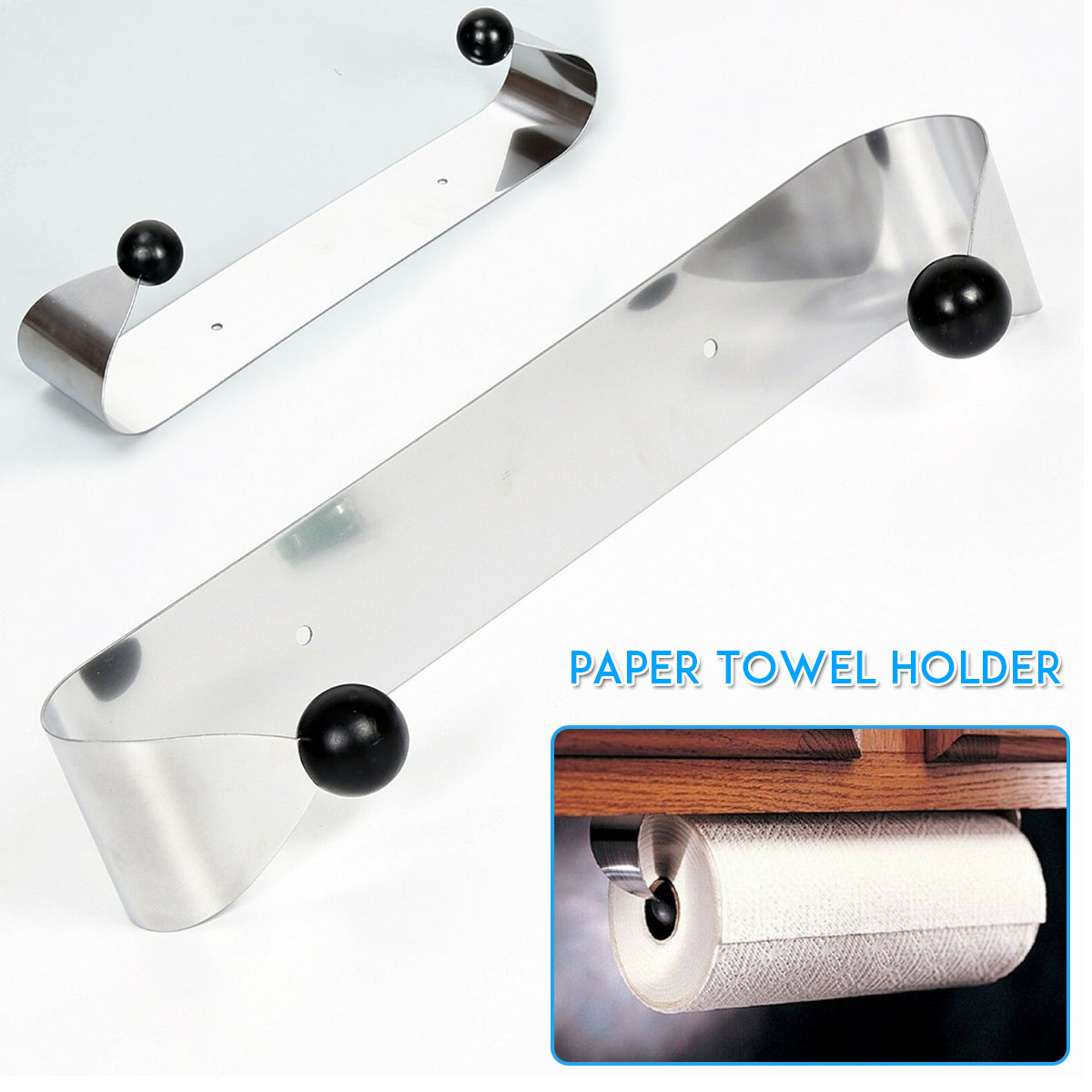 New 1PCS Stainless Steel Kitchen Roll Rack Adhesive Paper Towel Holder Tissue Storage Organizer Kitchen Paper Holders