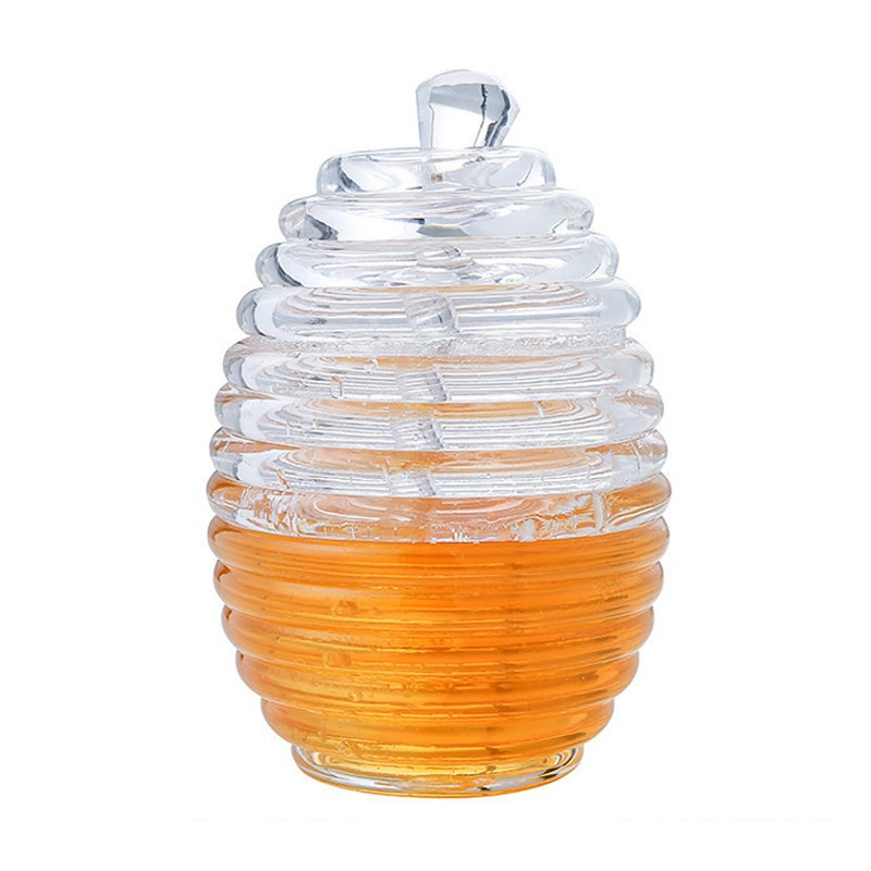 New Honey Jar Juice Jam Jar Food Grade PS Material Honey Jar With Stirring Stick Storage Bottle Kitchen Accessories
