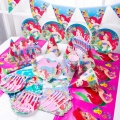 Cartoon Figure Mermaid Ariel Party Decoration Disney Princess Disposable tablewares Set Newborn Baby First Birthday Party Supply