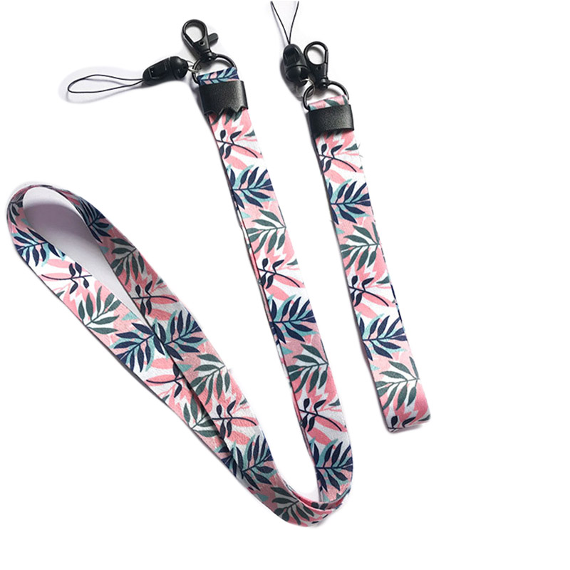 Small Fresh Leaves Neck Strap Lanyards for Keys ID Card Straps USB Badge Holder DIY Hang Rope