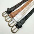 Vintage Woven Knitted Belts For Women Boho Beach Style Handwoven Fashion Belt White Black Faux Leather Belt