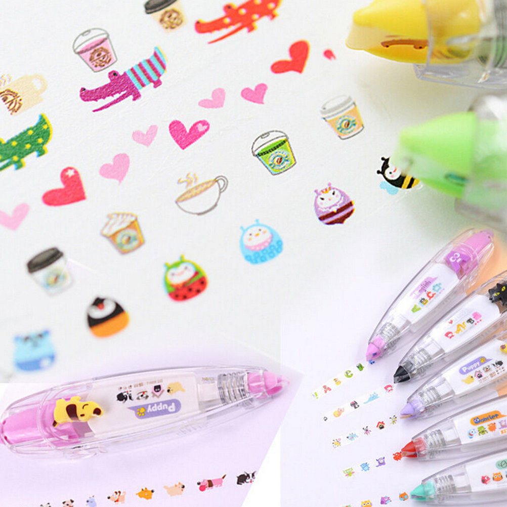 1pc Kawaii Animals Cat Press Type Decorative Correction Tape Scrapbooking Diary Stationery School Supplies