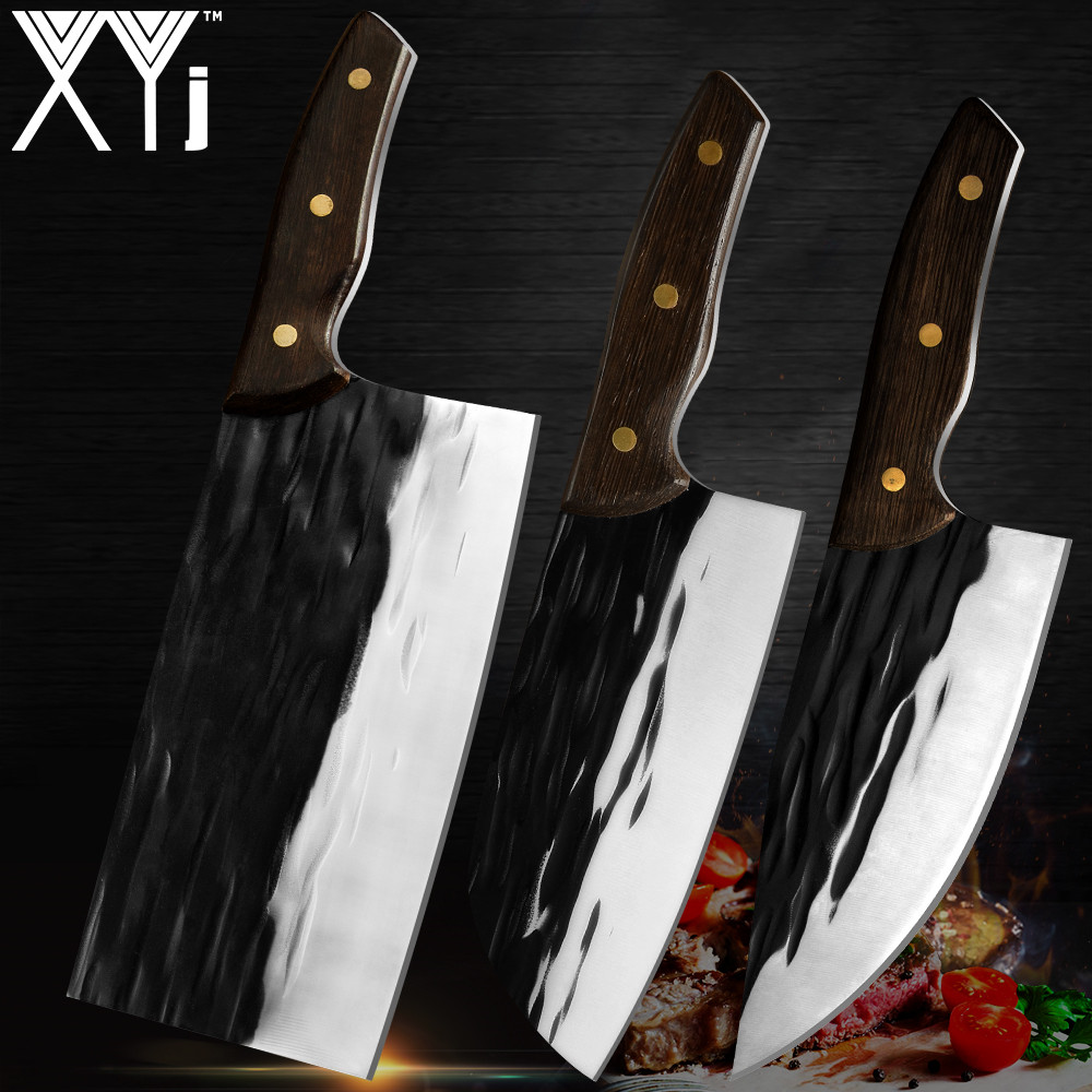 XYj Chopping Knife Set Stainless Steel 7'' 7.5'' Cleaver Butcher Kitchen Chef Survival Camping Hiking Tools Bone Chicken Fish