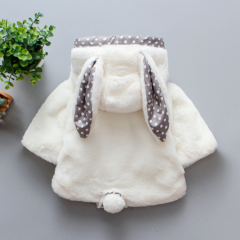 Winter Baby Girl Clothes Cute Plush Rabbit Ear Princess Baby Coat Fleece Warm Kids Jacket Snowsuit Infant Hooded Outerwear Cloak