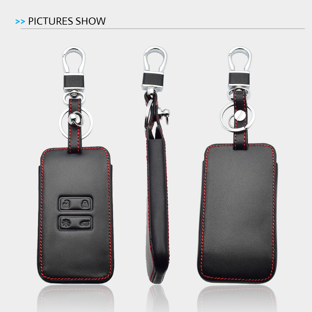 Leather Car Key Case For Renault Koleos Kadjar Scenic Megane Sandero Keyless Remote Fob Shell Protector Cover Auto Accessories