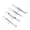 4Pcs/Set Precision Tweezers Stainless Steel Thick Electronics Forceps Eyebrow Tweezers Anti-Skid Makeup Repair Multi Tools