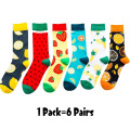 6/5 pairs/pack Korean Fresh Fruits Socks Lemon Pineapple Orange Watermelon Strawberry Fish Jellyfish swim ring Ship anchor socks