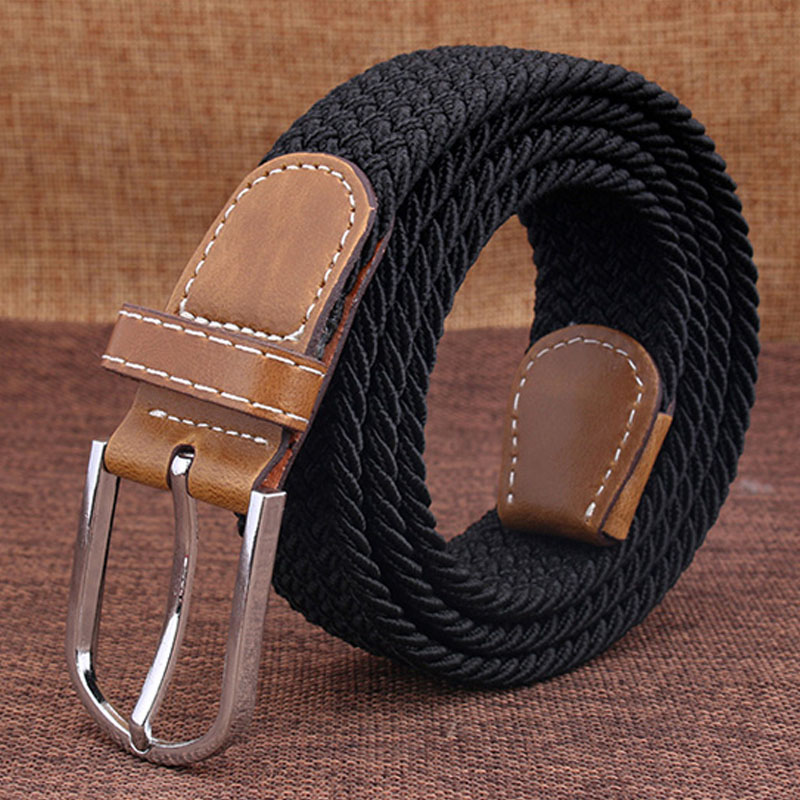 MEDYLA Top Fashion Striped Free Cinto Feminino Belts For Knitted Elastic Belt Male Canvas Pin Buckle Women's Lovers Strap