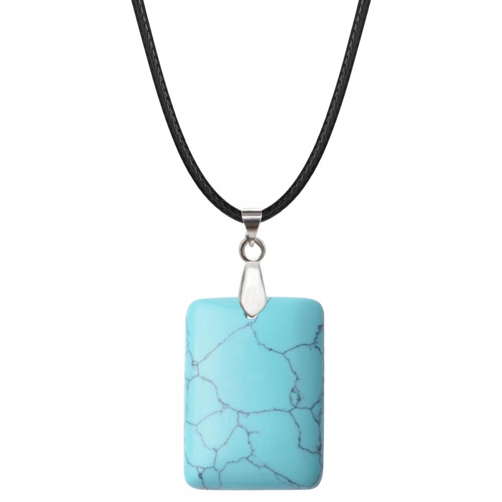 Turquoise 25x35mm Rectangle Stone Pendant Necklace for women Men