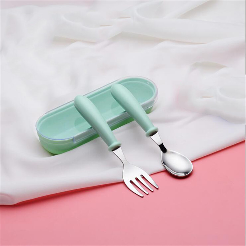 Baby Gadgets Tableware Set Infant Food Feeding Spoon Fork Children Utensil Stainless Steel Toddler Dinnerware Cutlery Cartoon