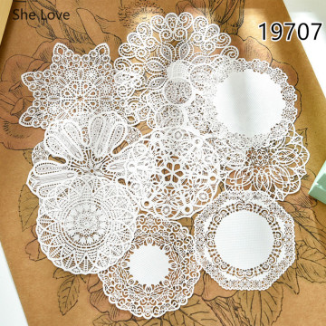 Chzimade 10Pcs/lot Round White Lace Paper Doilies Placemats For Wedding Party Decoration Supplies Diy Scrapbooking Paper Crafts