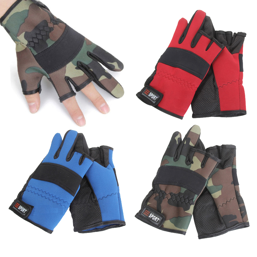 Neoprene Warm Fishing Gloves 3 Cut Fingers Non-slip Fly Fishing Mitten Hunting Motorcycling Cycling Gloves Winter Men Women