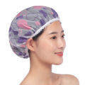 Family Thickened Waterproof And Oil Fume Cap High-grade Frosted Printed Lace Shower Cap Waterproof Thicken Elastic Women Spa