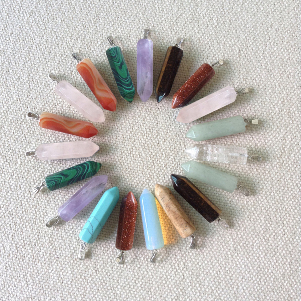 5pcs/lot Natural Fluorite Crystal Charming Fashion Necklace Pendant Gemstone Jewelry Hexagonal Stone Column Crystal Random Color