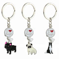 Metal Keychains Cap Head Cover Key Chains Case Shell Cat Hamster Shih Tzu Pug Dog Animals Shape Lovely Jewelry Gift Key Rings