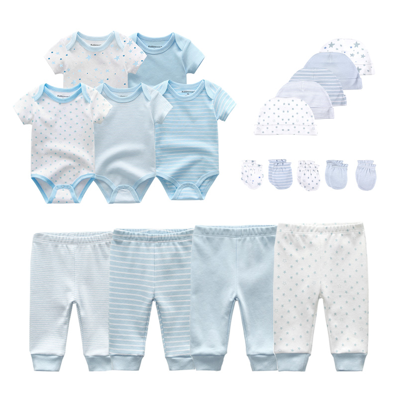 2020 Solid Unisex New Born Baby Boy Clothes Bodysuits+Pants+Hats+Gloves Baby Girl Clothes Cotton Clothing Sets Roupa de bebe