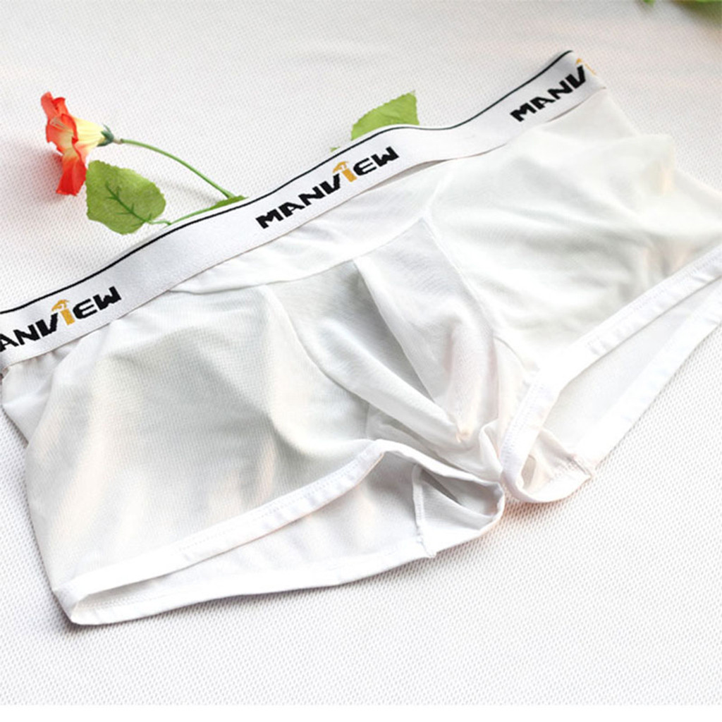 Men Sexy Boxer Underwear Shorts Bulge Pouch Mesh Ultra-thin Transparent Boxers See Through Shorts Underpants Boxer Men Underwear