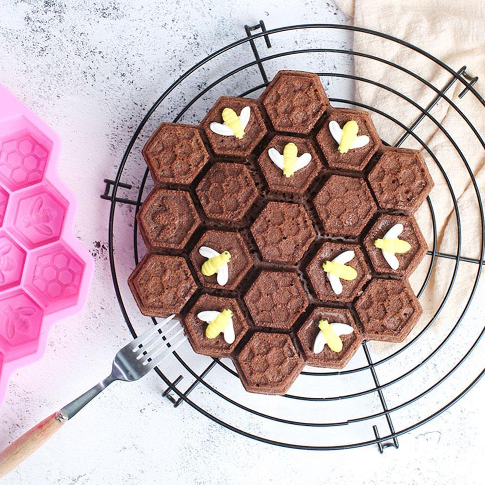 Silicone 19 Mobile Bee Honeycomb Cake Chocolate Soap Soap Icing Mold Mold Candle Diy Mold Beeswax Cake Tools Bakeware Bakew