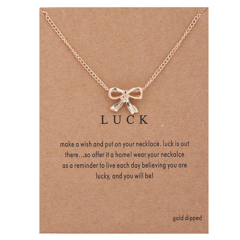Fashion Message Card Lucky Horseshoe Gold Necklace Bow Bird Choker Necklace Jewelry For Women Ladies Girls Mother Gift