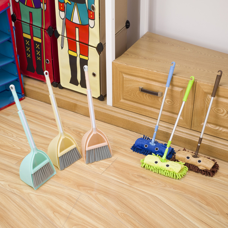 Mini Cartoon Mop broom set Telescopic Floor Mops Kids Children Absorbent Mops Household Cleaning Decontaminating Dust Tools