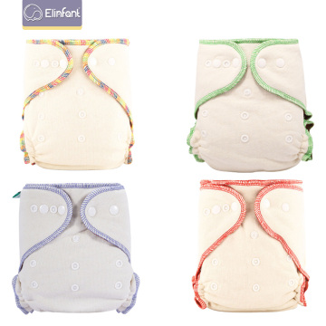 Elinfant Hemp Cotton Adjustable Cloth Night AIO Washable Cloth Diaper Diaper Coffee Fiber Heavy Wetter Fitted Diaper One Size