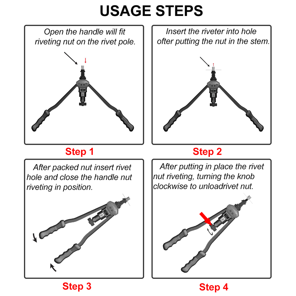 ALLSOME BT-605 Riveter Gun tool Hand Insert Rivet Nut Tool Manual Mandrels M3 M4 M5 M6 M8 M10 M12 HT2597