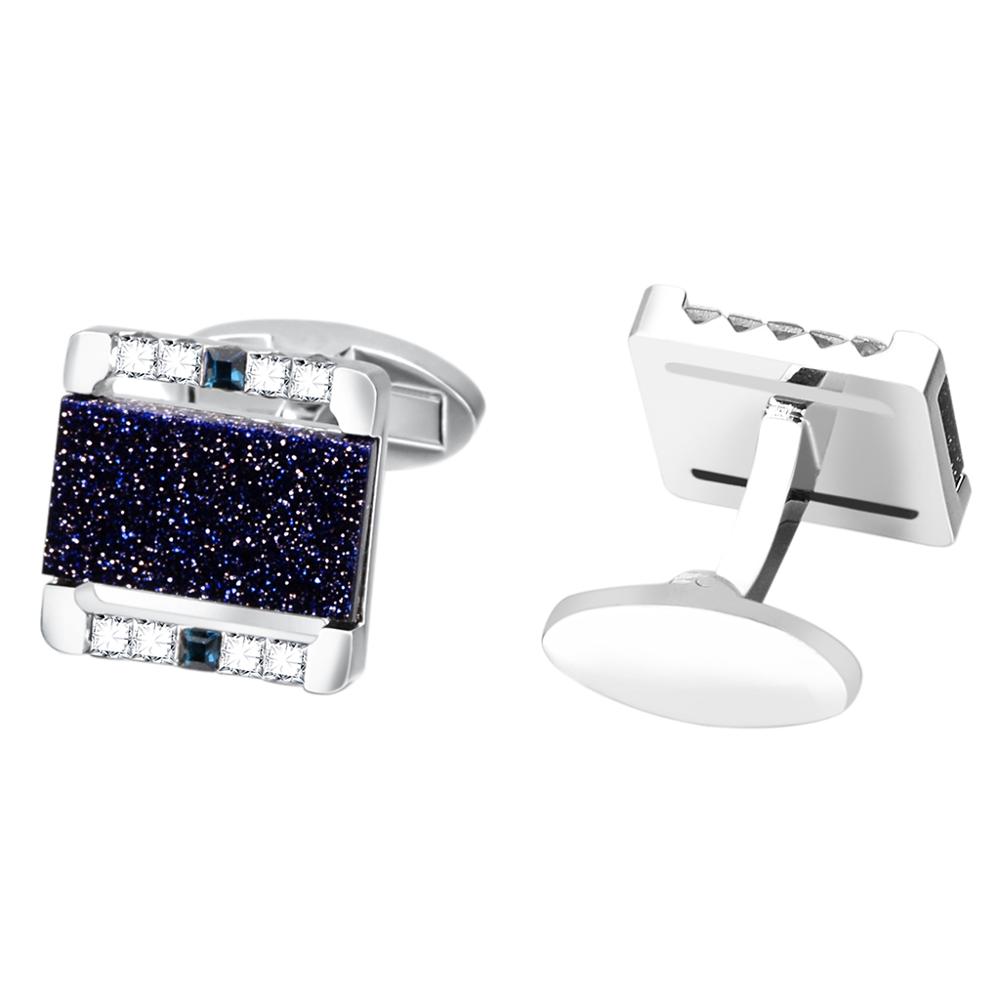SAVOYSHI Luxury Blue Star Stone Cufflinks for Mens High Quality Crystals Silver plated Cuff links Wedding Gifts Free Custom Logo