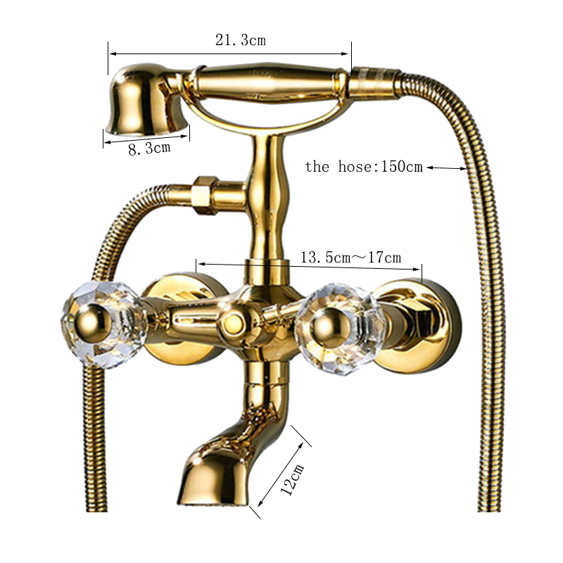 Telephone Style Golden Waterfall Bathtub Faucet Bathroom Faucet Brass Bath Faucet Waterfall Rotatb Spout Shower Faucet