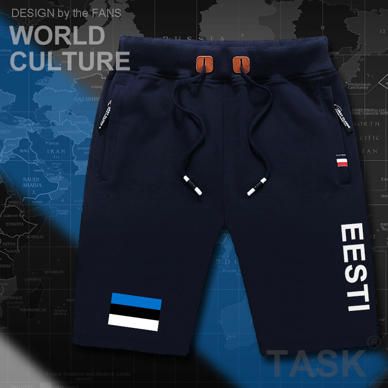 Estonia Estonian mens shorts beach man men's board shorts flag workout zipper pocket sweat bodybuilding 2017 cotton EST Eesti