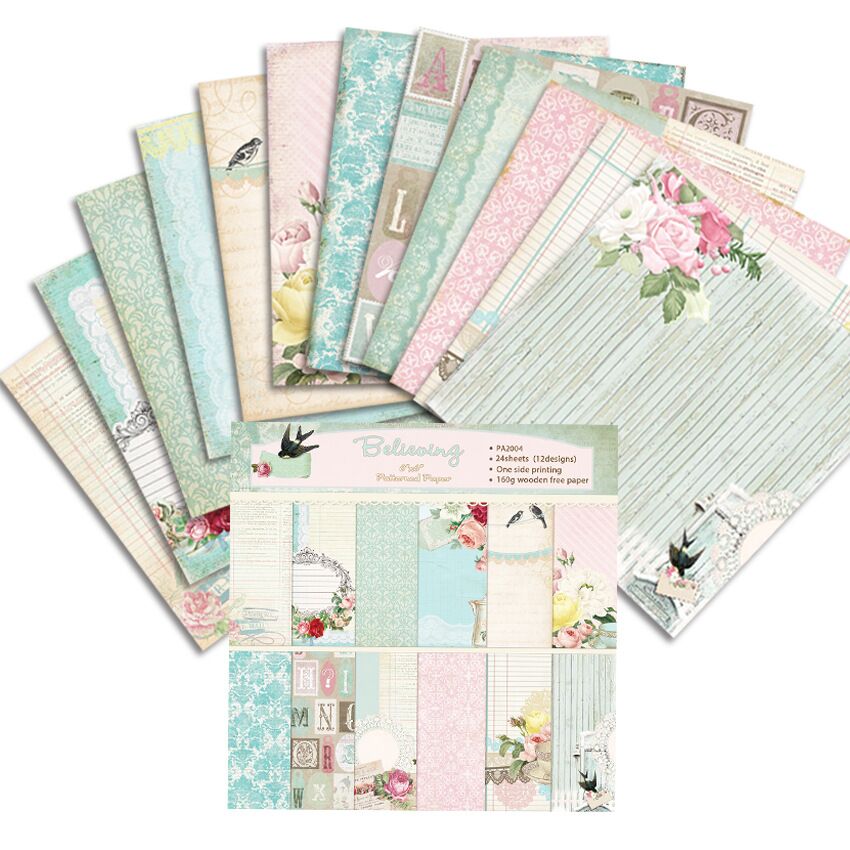 Believing Scrapbooking paper pack of 24 sheets handmade craft paper craft Background pad