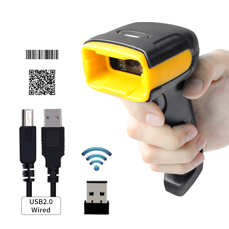 Handheld 2D Barcode Scanner Wired barcode scanner wireless 1D/2D QR Bar Code Reader for Inventory POS Terminal