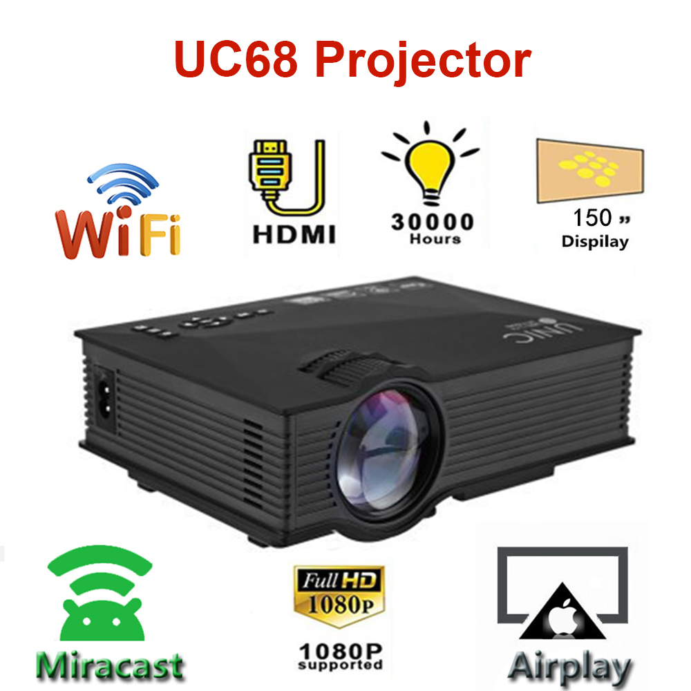 UNIC UC68 Mini Projector 1800 lumens LED ProjectorMultimedia Home Theatre HD 1080p Better Than UC46 Support Miracast Airplay
