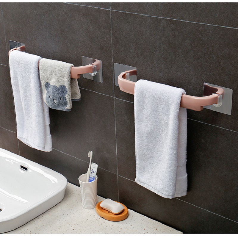 Plastic Self-adhesive Towel Rack Wall-mounted Bathroom Frame Adhesive Bathroom Shelf Multipurpose Bathroom Accessories