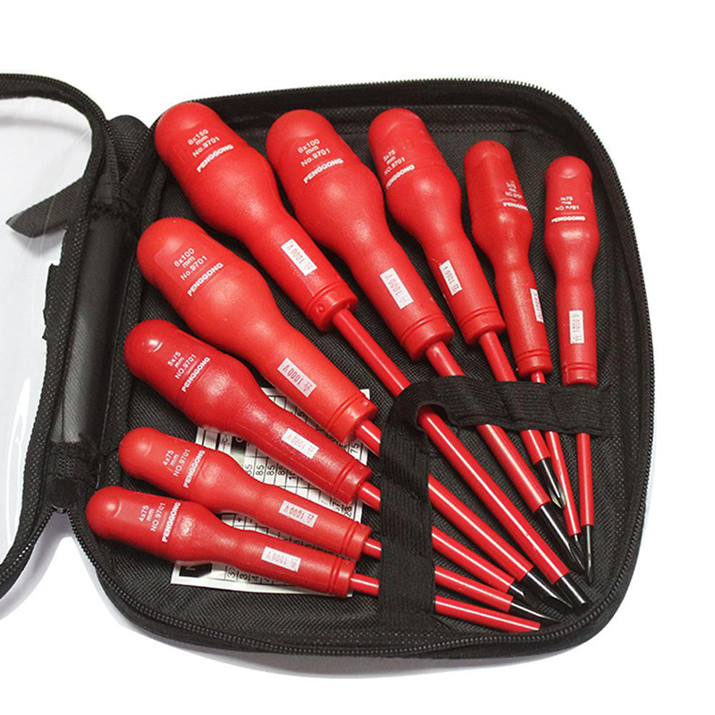 KALAIDUN Screwdriver Set 9 Pcs/set Magnetic Insulated Handle Tools High Voltage 1000V Slotted Phillips Screw Driver Electrician
