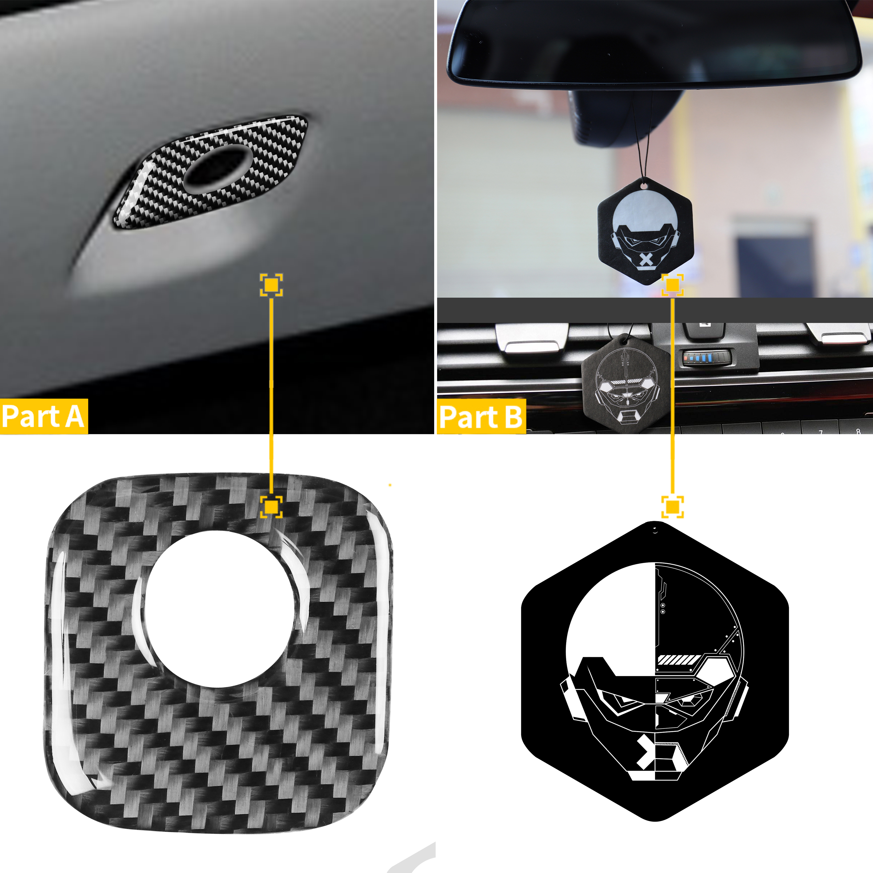 Carbon Fiber Passenger Side Glove Box Door Handle Cover Sticker For Chevrolet Corvette C6 2005-2007 Car Interior Accessories