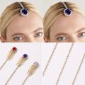 Women Bridal Head Chain Clip Faux Crystal Drop Headpiece Forehead Rhinestone Jewelry Hair Pin Comb for Wedding Party