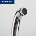 LEDEME 360 Degree Rotation Kitchen Faucet Sink Brass Chrome Cold And Hot Mixer Tap Curved Outlet Pipe Taps Single Handle L5913